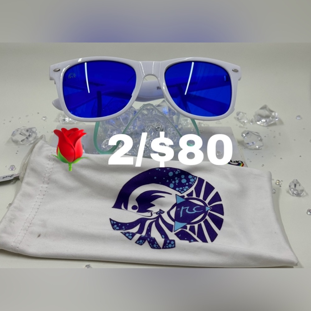🌹 RARE White Frame Blue RainbowOPTX Sunglasses